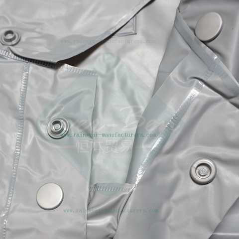 Grey PVC mens pvc raincoat front opening